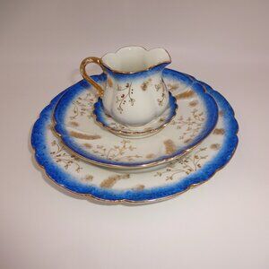 4 Pc Set Vintage White Norleans ? Porcelain Salad Bread Plate Saucers Creamer